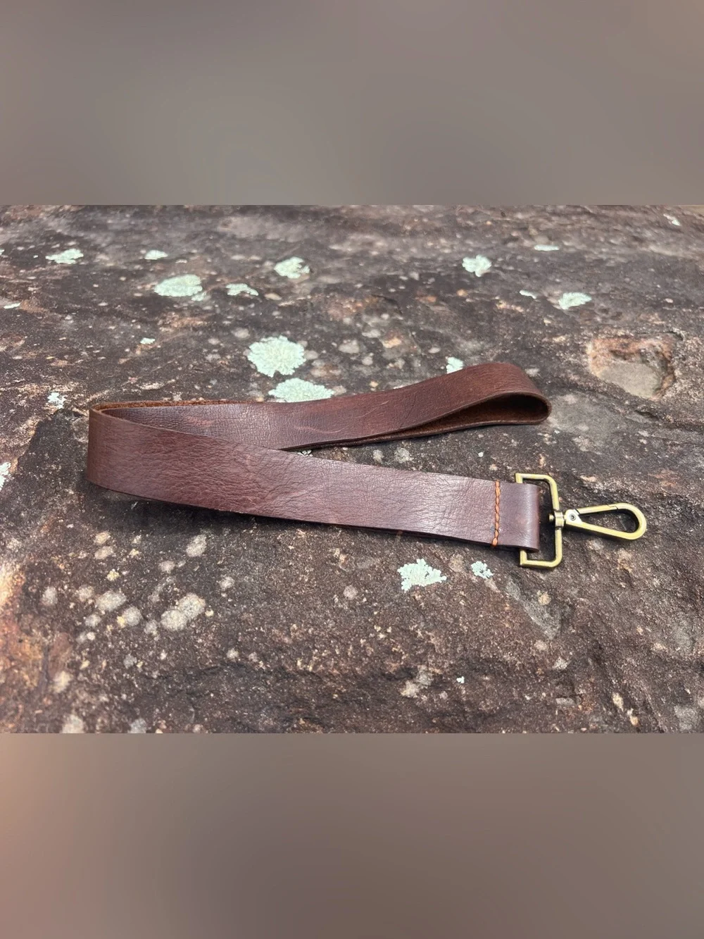 Handcrafted Brown Leather Lanyard Antique Bronze, Leather Key & Badge Holder 21”